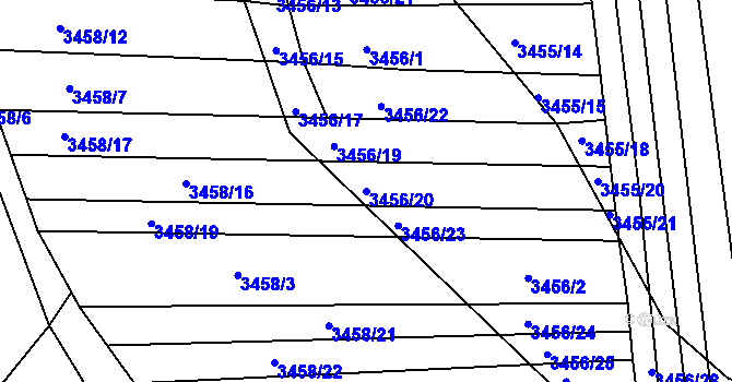 Parcela st. 3456/20 v KÚ Řevnice, Katastrální mapa