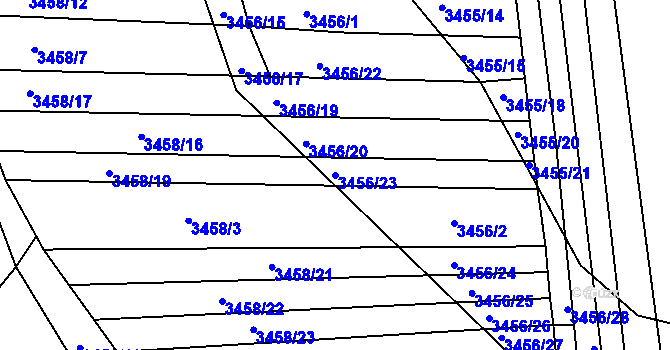 Parcela st. 3456/23 v KÚ Řevnice, Katastrální mapa