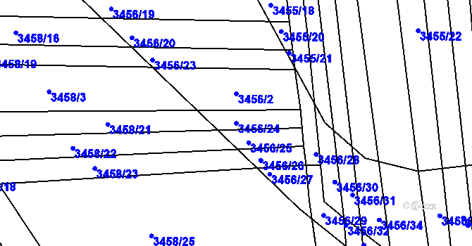 Parcela st. 3456/24 v KÚ Řevnice, Katastrální mapa