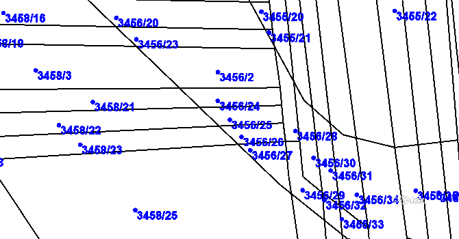 Parcela st. 3456/25 v KÚ Řevnice, Katastrální mapa