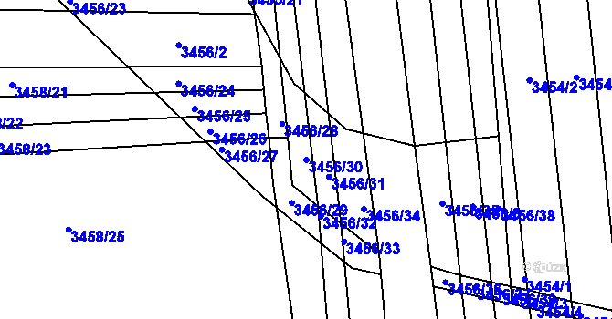 Parcela st. 3456/30 v KÚ Řevnice, Katastrální mapa