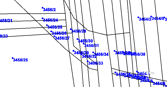 Parcela st. 3456/31 v KÚ Řevnice, Katastrální mapa