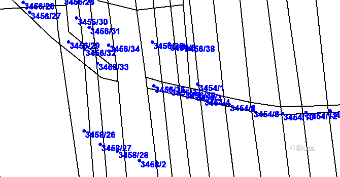Parcela st. 3456/37 v KÚ Řevnice, Katastrální mapa
