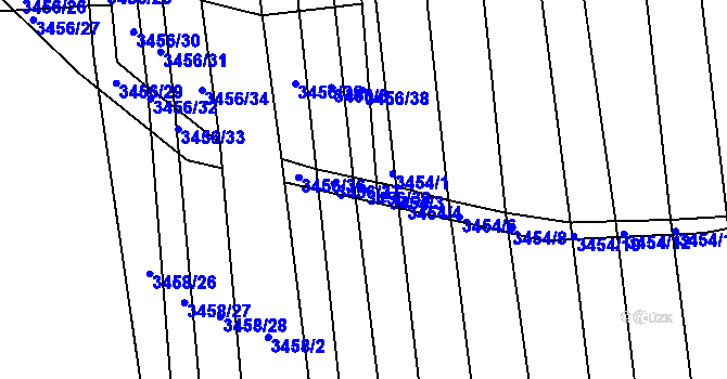 Parcela st. 3456/39 v KÚ Řevnice, Katastrální mapa