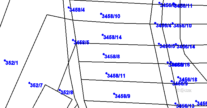 Parcela st. 3458/8 v KÚ Řevnice, Katastrální mapa