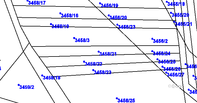 Parcela st. 3458/21 v KÚ Řevnice, Katastrální mapa