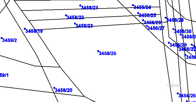 Parcela st. 3458/25 v KÚ Řevnice, Katastrální mapa
