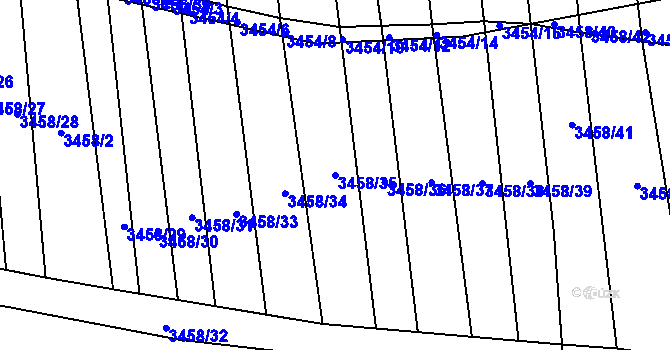 Parcela st. 3458/35 v KÚ Řevnice, Katastrální mapa