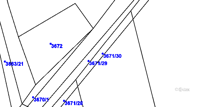 Parcela st. 3671/30 v KÚ Řevnice, Katastrální mapa