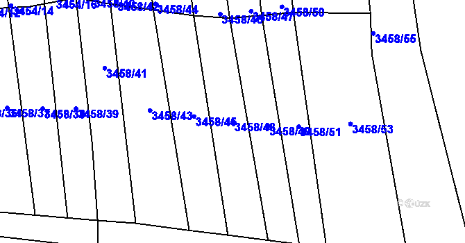 Parcela st. 3458/48 v KÚ Řevnice, Katastrální mapa