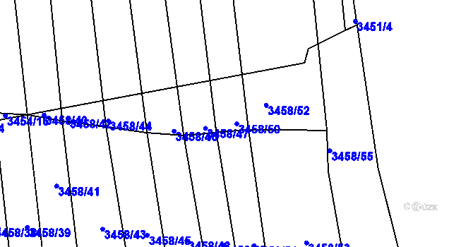 Parcela st. 3458/50 v KÚ Řevnice, Katastrální mapa