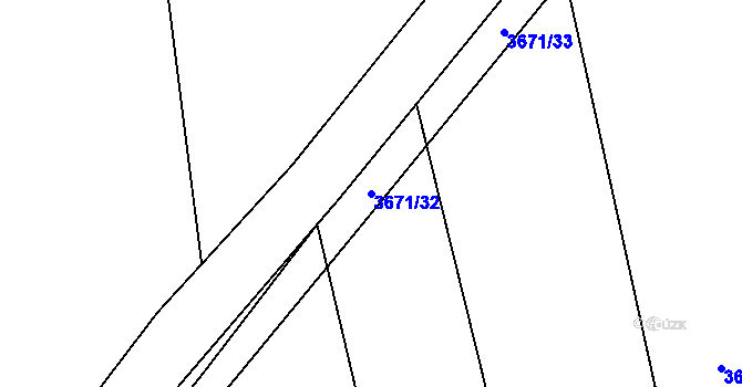 Parcela st. 3671/32 v KÚ Řevnice, Katastrální mapa