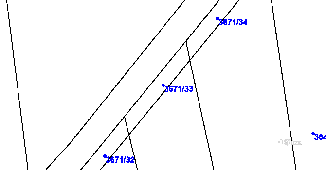 Parcela st. 3671/33 v KÚ Řevnice, Katastrální mapa