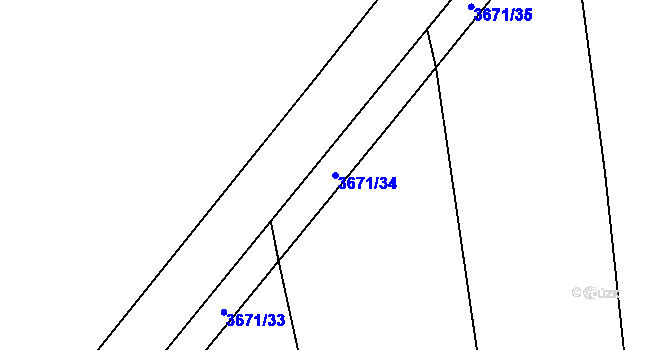 Parcela st. 3671/34 v KÚ Řevnice, Katastrální mapa