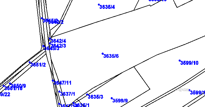 Parcela st. 3635/6 v KÚ Řevnice, Katastrální mapa