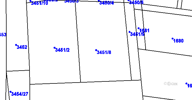 Parcela st. 3451/8 v KÚ Řevnice, Katastrální mapa