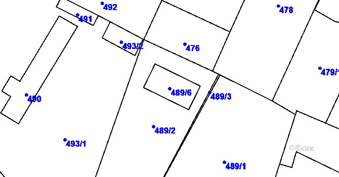Parcela st. 489/6 v KÚ Řevnice, Katastrální mapa
