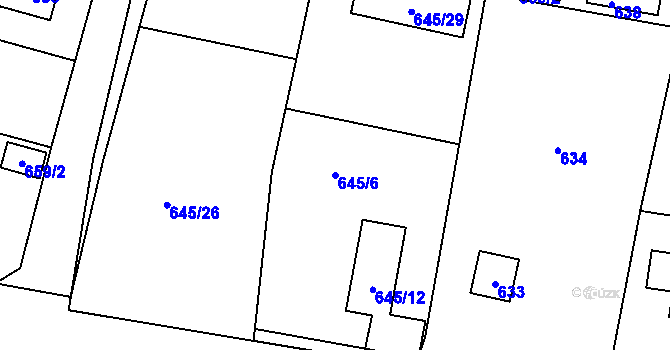 Parcela st. 645/6 v KÚ Řevnice, Katastrální mapa