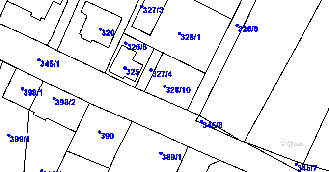 Parcela st. 328/10 v KÚ Řevnice, Katastrální mapa