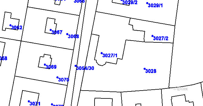Parcela st. 3027/1 v KÚ Řevnice, Katastrální mapa