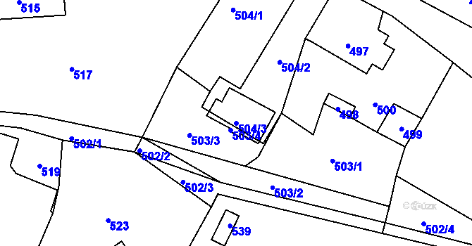Parcela st. 504/3 v KÚ Řevnice, Katastrální mapa