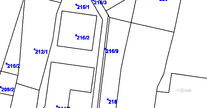 Parcela st. 215/2 v KÚ Řevnice, Katastrální mapa