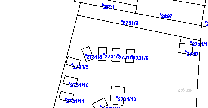 Parcela st. 2731/7 v KÚ Řevnice, Katastrální mapa