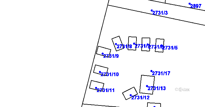 Parcela st. 2731/9 v KÚ Řevnice, Katastrální mapa