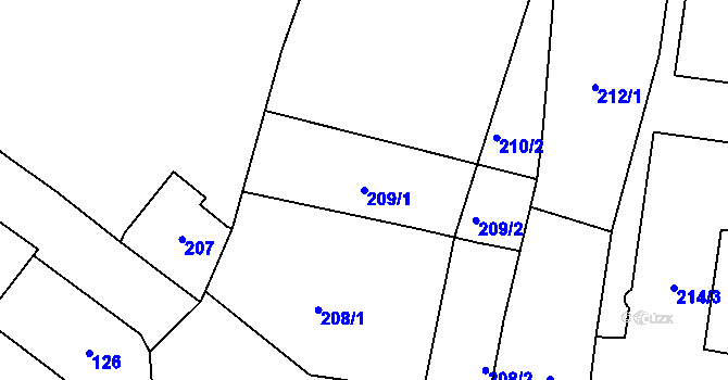 Parcela st. 209/1 v KÚ Řevnice, Katastrální mapa