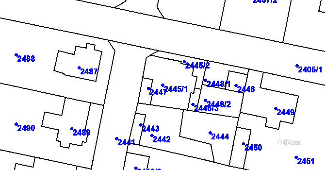 Parcela st. 2445/1 v KÚ Řevnice, Katastrální mapa