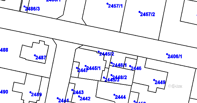 Parcela st. 2445/2 v KÚ Řevnice, Katastrální mapa