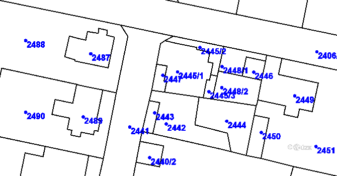 Parcela st. 2445/4 v KÚ Řevnice, Katastrální mapa