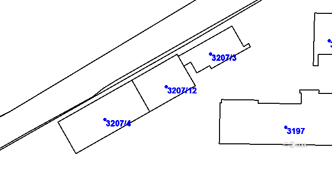 Parcela st. 3207/12 v KÚ Řevnice, Katastrální mapa