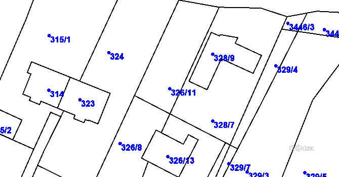 Parcela st. 326/11 v KÚ Řevnice, Katastrální mapa