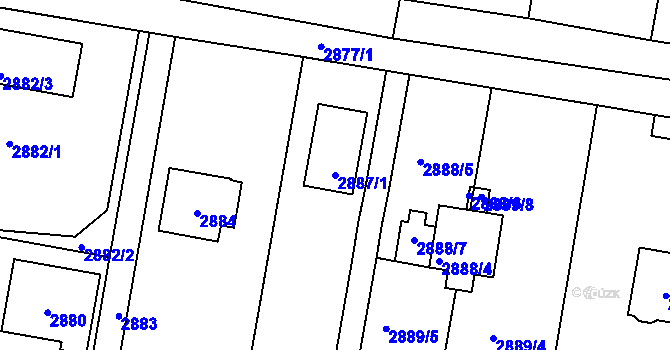 Parcela st. 2887/1 v KÚ Řevnice, Katastrální mapa