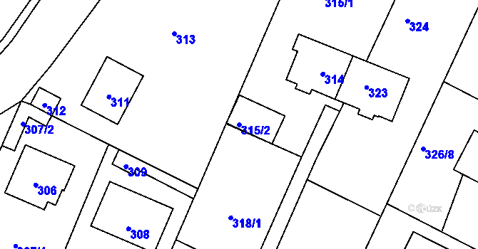 Parcela st. 315/2 v KÚ Řevnice, Katastrální mapa