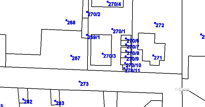 Parcela st. 270/3 v KÚ Řevnice, Katastrální mapa