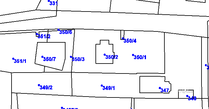 Parcela st. 350/2 v KÚ Řevnice, Katastrální mapa