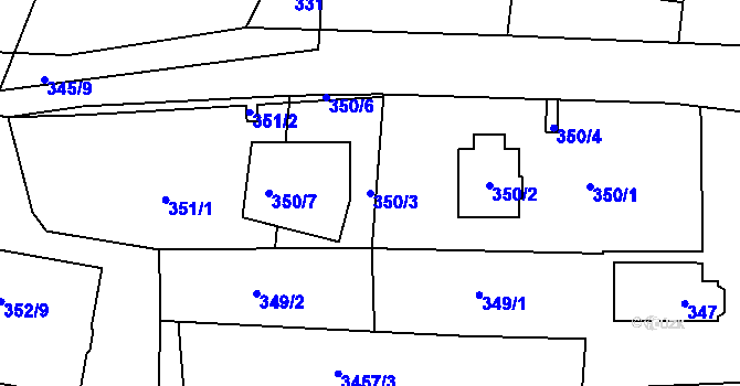 Parcela st. 350/3 v KÚ Řevnice, Katastrální mapa