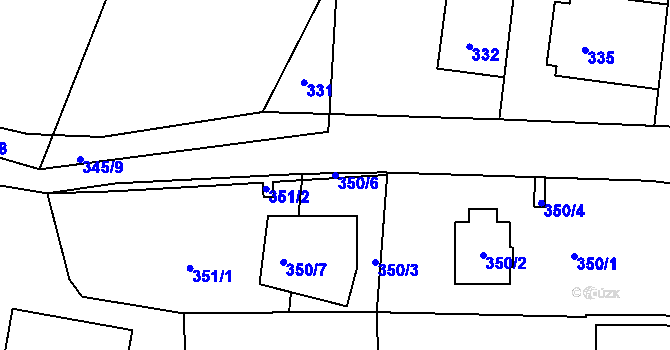 Parcela st. 350/6 v KÚ Řevnice, Katastrální mapa