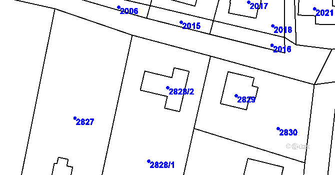 Parcela st. 2828/2 v KÚ Řevnice, Katastrální mapa