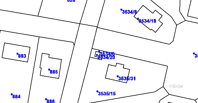 Parcela st. 3534/6 v KÚ Řevnice, Katastrální mapa