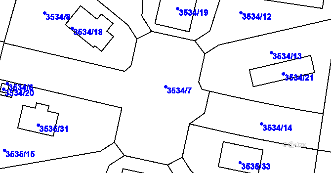 Parcela st. 3534/7 v KÚ Řevnice, Katastrální mapa