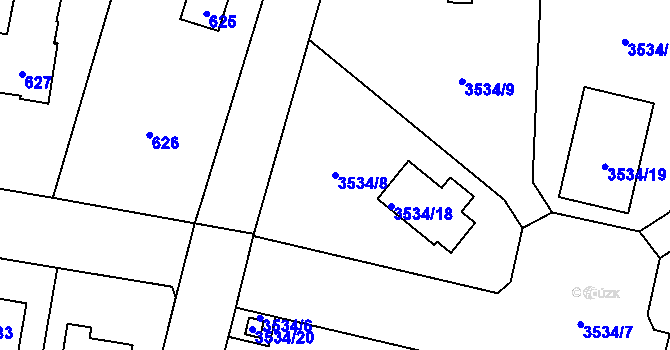 Parcela st. 3534/8 v KÚ Řevnice, Katastrální mapa