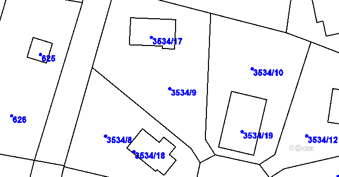Parcela st. 3534/9 v KÚ Řevnice, Katastrální mapa