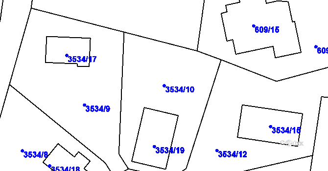 Parcela st. 3534/10 v KÚ Řevnice, Katastrální mapa