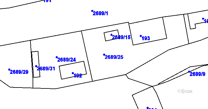 Parcela st. 2689/25 v KÚ Řevnice, Katastrální mapa