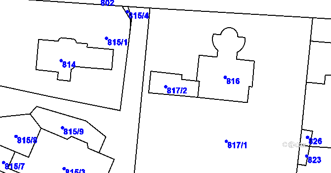 Parcela st. 817/2 v KÚ Řevnice, Katastrální mapa