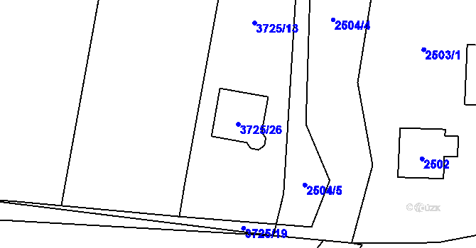 Parcela st. 3725/26 v KÚ Řevnice, Katastrální mapa