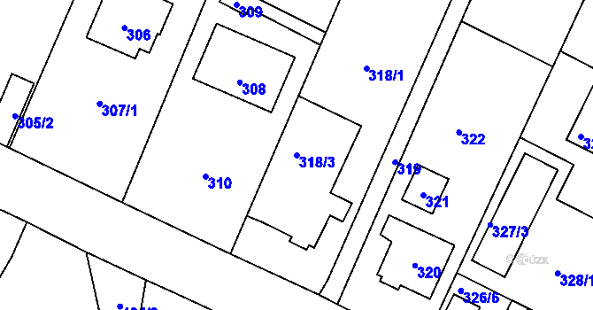 Parcela st. 318/3 v KÚ Řevnice, Katastrální mapa